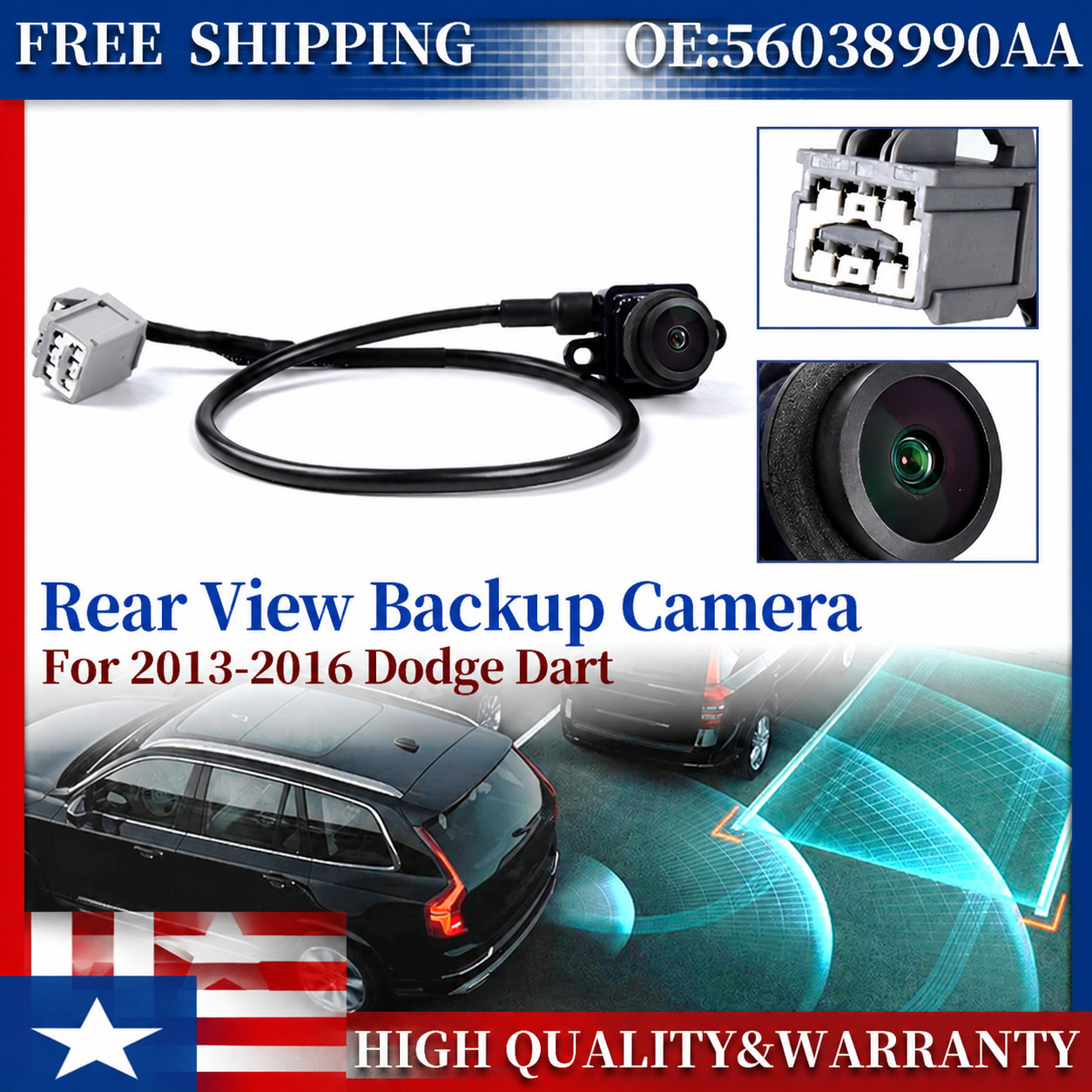 For 2013-2016 Dodge Dart Trunk Lid Rear View Parking Backup Camera 56038990AA