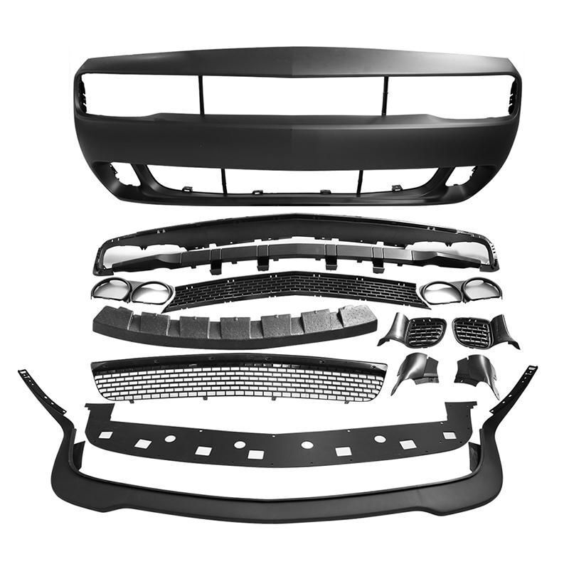 Fits 15-23 Dodge Challenger Full Front Bumper Cover & Grille & Lip Hellcat Style