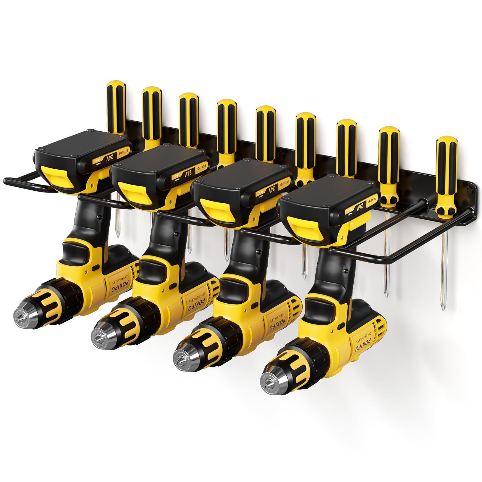 POKIPO Power Tool Organizer, Drill Holder Wall Mount, 1 Tier, Black(1 Tier) 