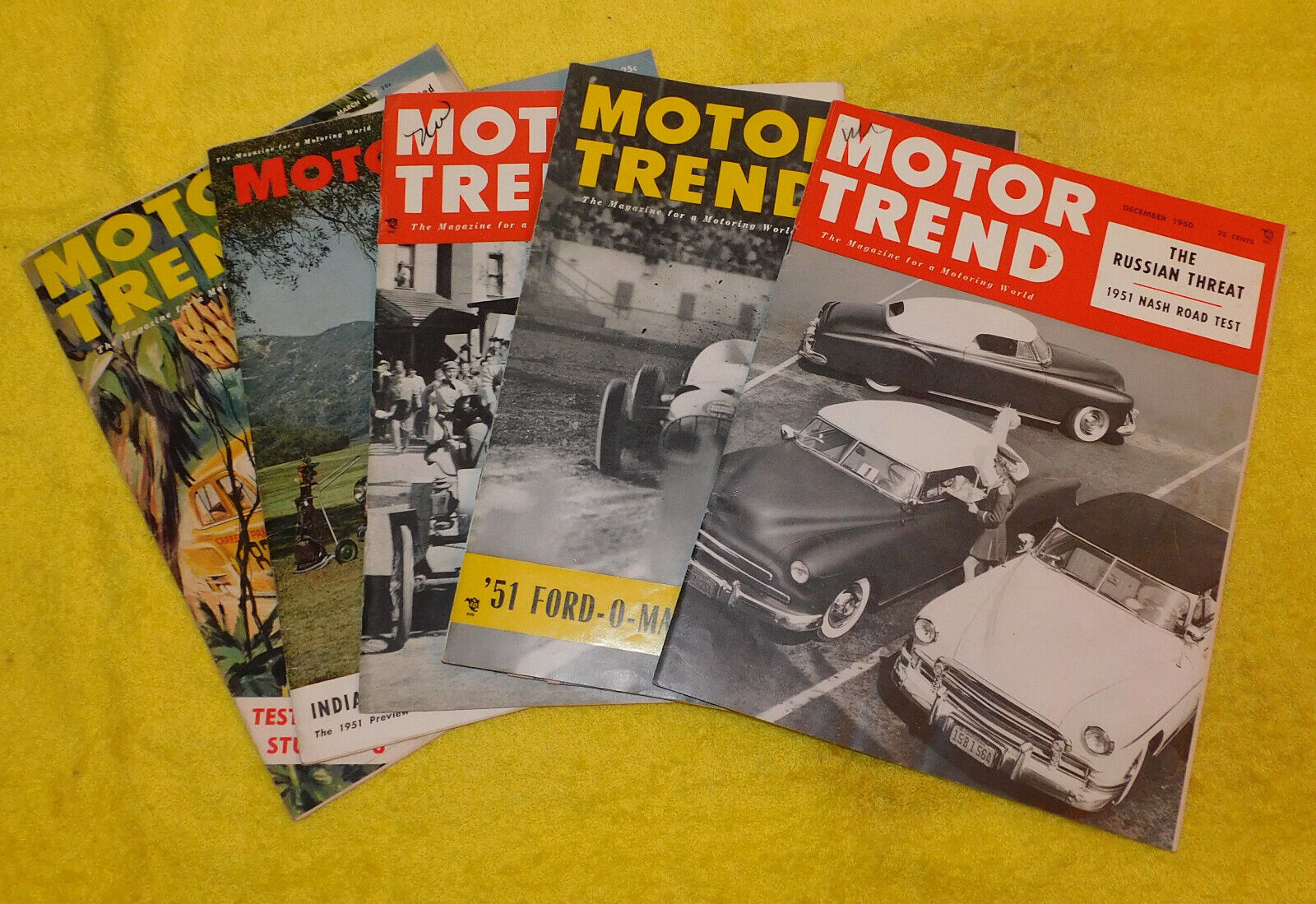 MOTOR TREND Magazine 5 Issues DECEMBER 1950 JANUARY FEB JUNE 1951 MARCH 1952