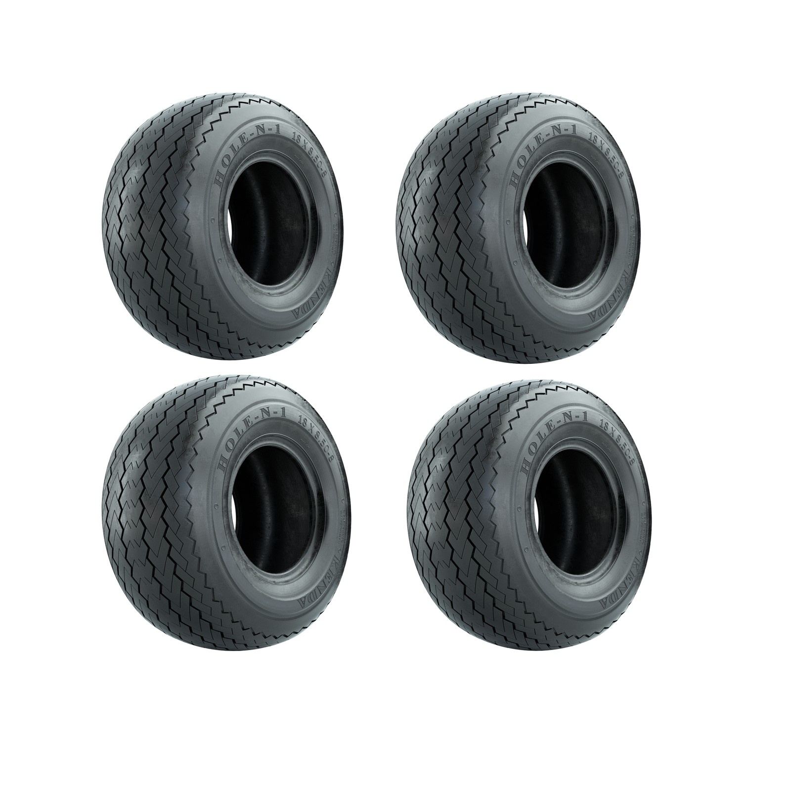 Set of 4 - 18x8.50-8 Kenda Hole-N-1 Stock Sawtooth Golf Cart Tires (ONLY)