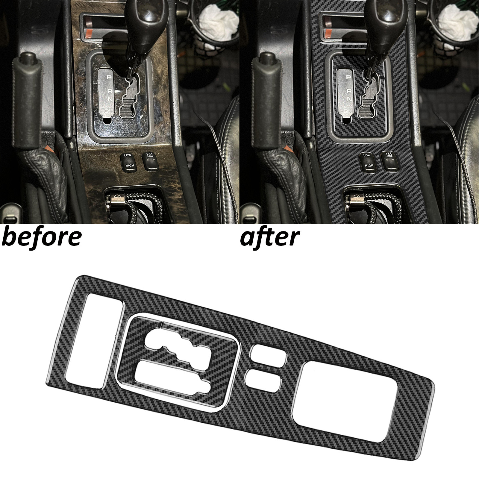 2Pcs Carbon Fiber Console Gear Shift Panel Trim For Benz G-Class W463 G63 04-12