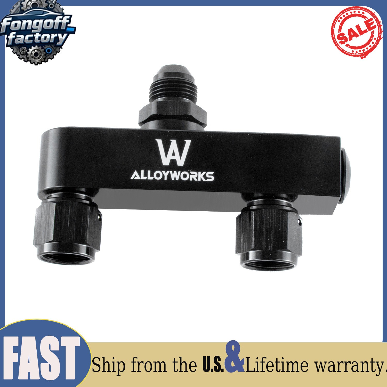 Aluminum 8AN Single Outlet Log Fits Twin Pump Surge Tank Black NEW US