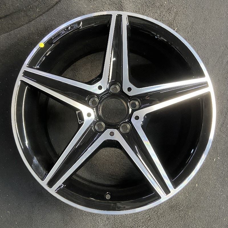 Front Mercedes-Benz Machined Black C-Class Rim 18x7.5 2015-2019 OEM 85372B