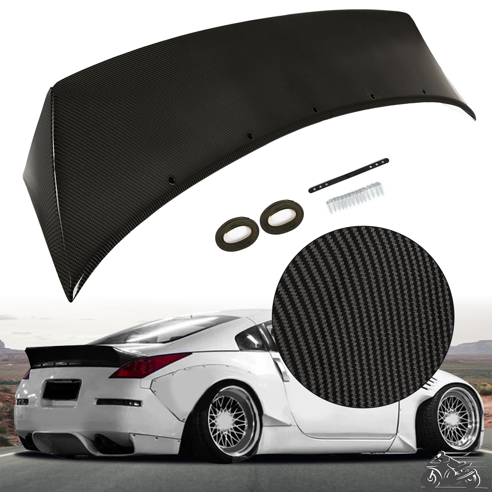 For Nissan 350Z 2003-08 Carbon Fiber Color Trunk Spoiler Rear Wing Ducktail Lip