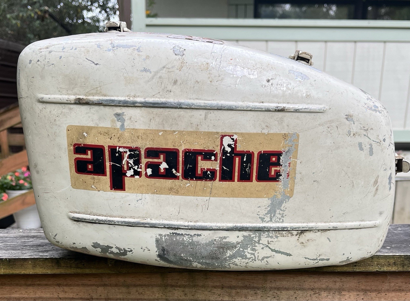 Vintage Clinton Apache Outboard Motor Gas Tank - Rare White Metal Fuel Tank OBM