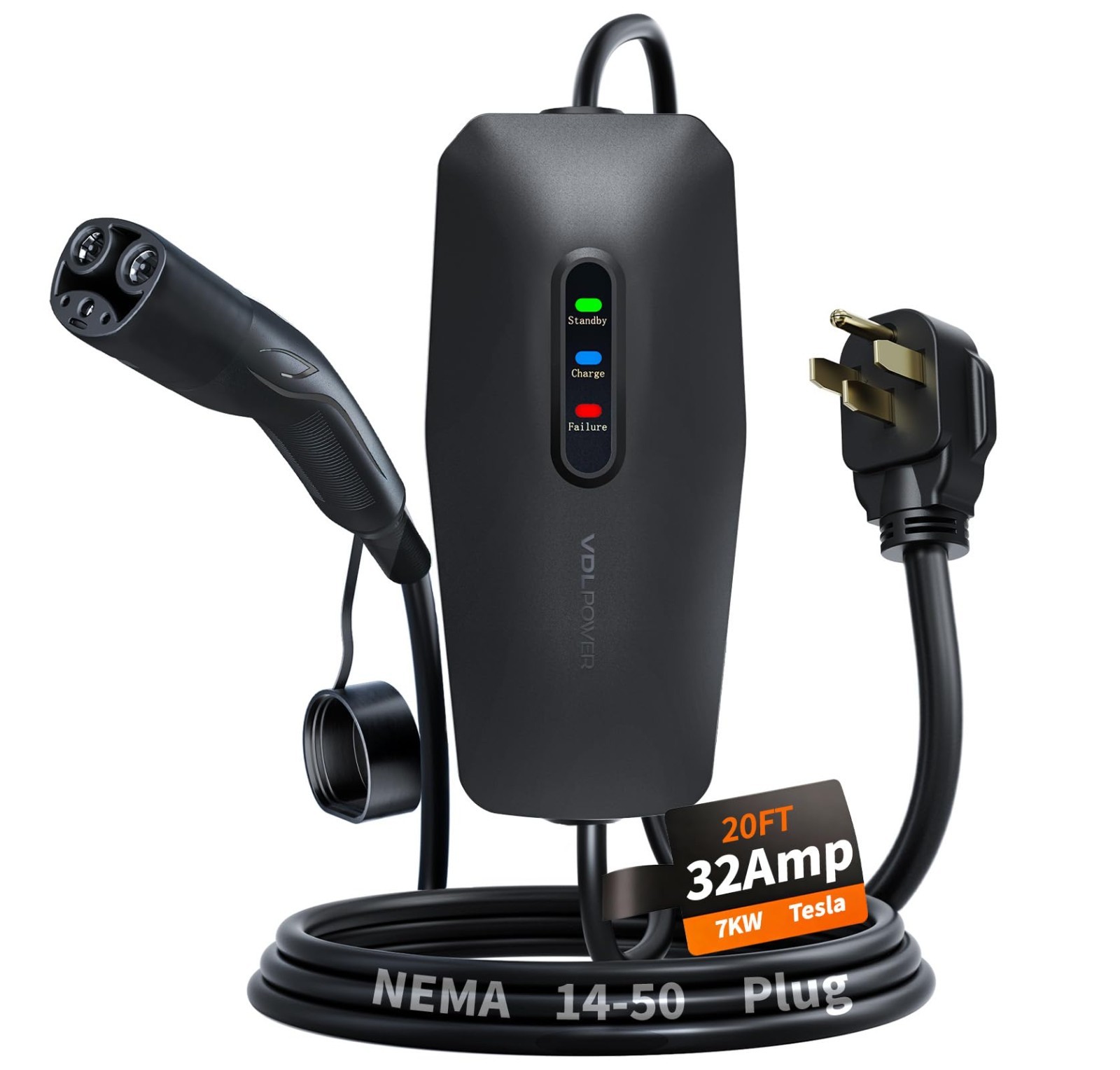 32Amp Level 2 EV Charger, 7KW Portable Charging Station, 20FT Cable, 240V NEMA 1
