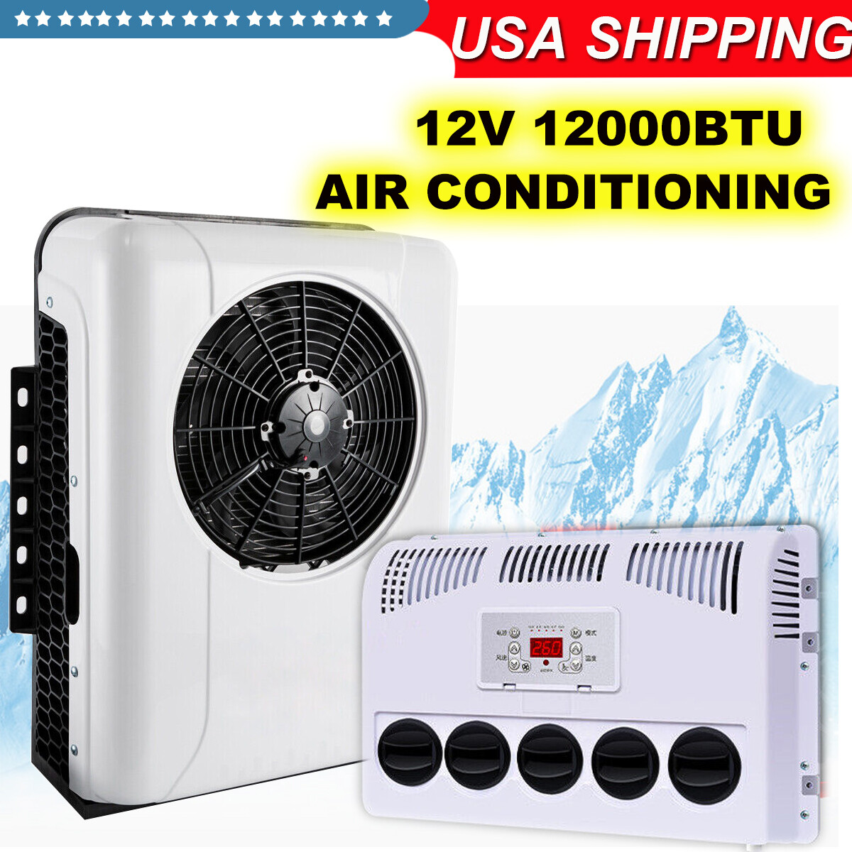 12V 11000BTU Truck Cab Air Conditioner Split AC For Semi Trucks Bus RV Caravan