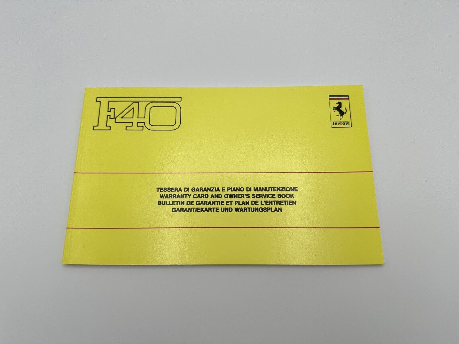 FERRARI F40 WARRANTY CARD AND OWNERS SERVICE BOOK | POUCH BOOK #520A/88 | BLANK
