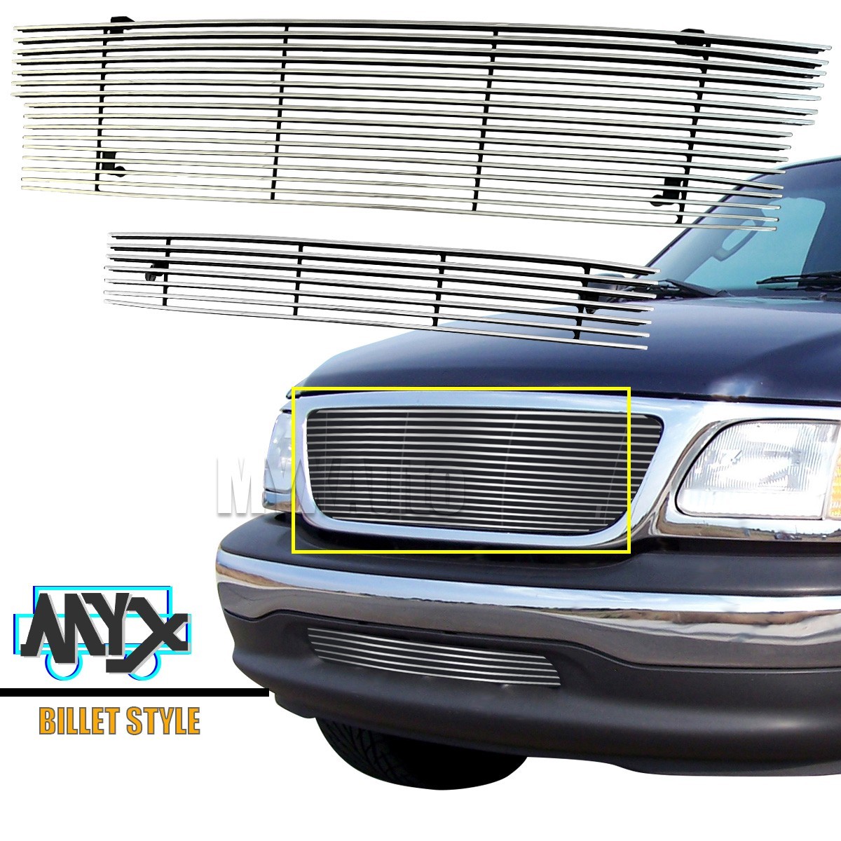 Fits 1997-1998 Ford Expedition/F150 4WD Billet Grille Mirror Polish Front Grill