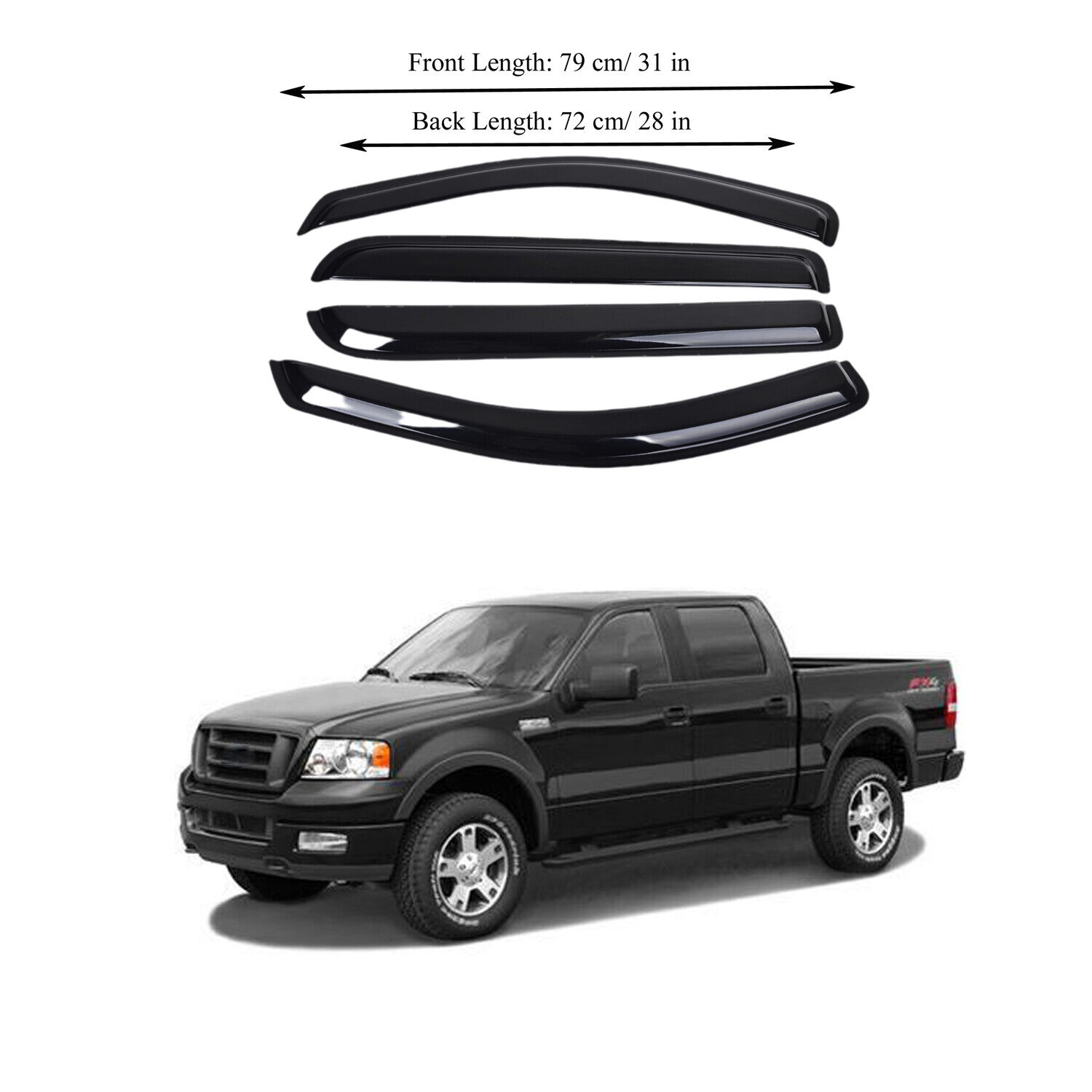 Fit for FORD F150 05-08 Supercrew Acrylic Side Window Vent  Rain Deflector Guard