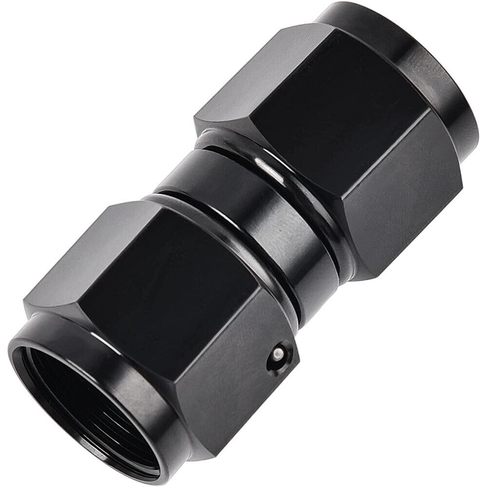 8 AN to 8 AN Straight Female Swivel Coupler Union Fitting Black Aluminum AN8