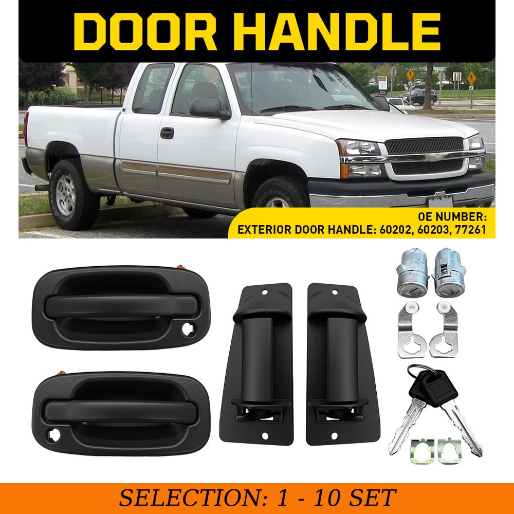 4-40 Door Handles w/ Lock Cylinder&Key Outer Outside Fit GMC Sierra 3500 2001-07