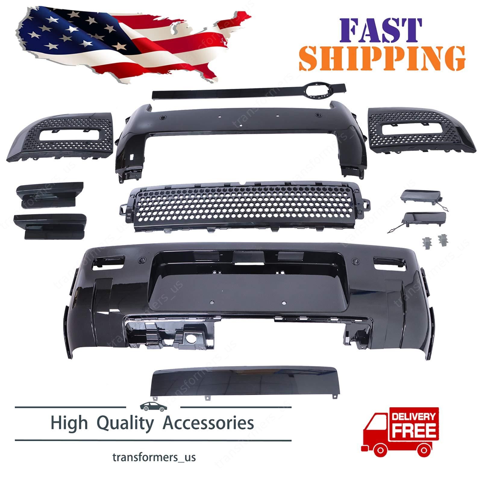 For 2020-2025 Land Rover Defender 90 110 Gloss Black Front+Rear Bumper Body Kits