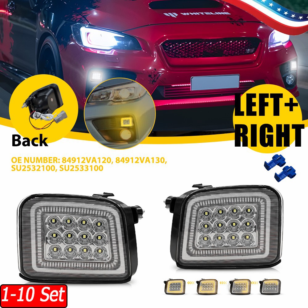 1-10 Set Sequential Amber Clear LED Signal Lights For 15-17 STI 15-21 Subaru WRX