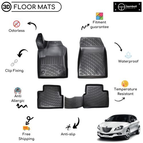 Custom Molded Rubber Floor Mat Fits For Lancia Delta 2008-2014 Black Color