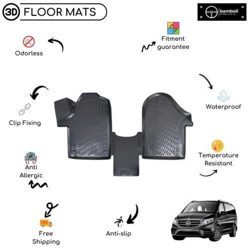 Custom Molded Rubber Floor Mat for Mercedes Metris 2014-2022 Black