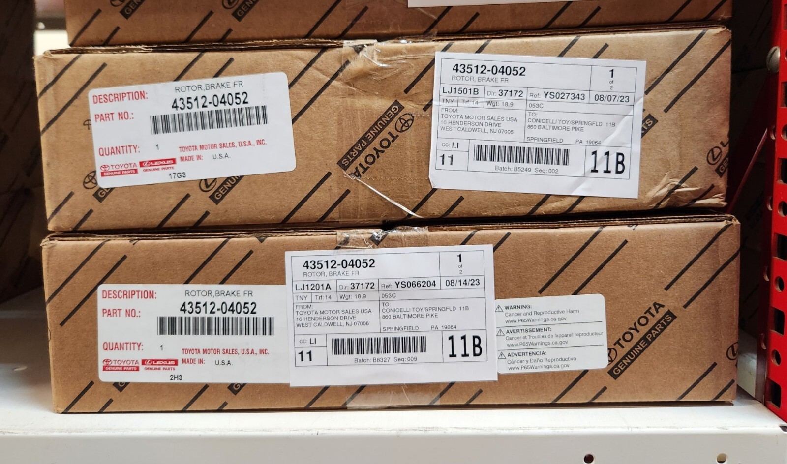 Genuine Toyota OEM Front Brake Rotors 2005-2023 TACOMA 4WD 43512-04052 Genuine Toyota OEM Front Brake Rotors 2005-2023 TACOMA 4WD 43512-04052