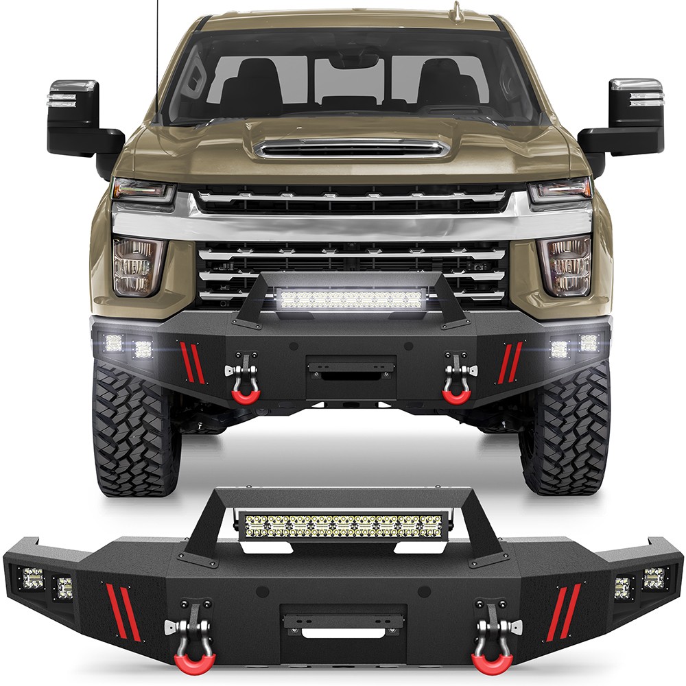 For 2020-2023 Chevy Silverado 2500/3500 HD Front Bumper w/Sensor Holes & D-rings