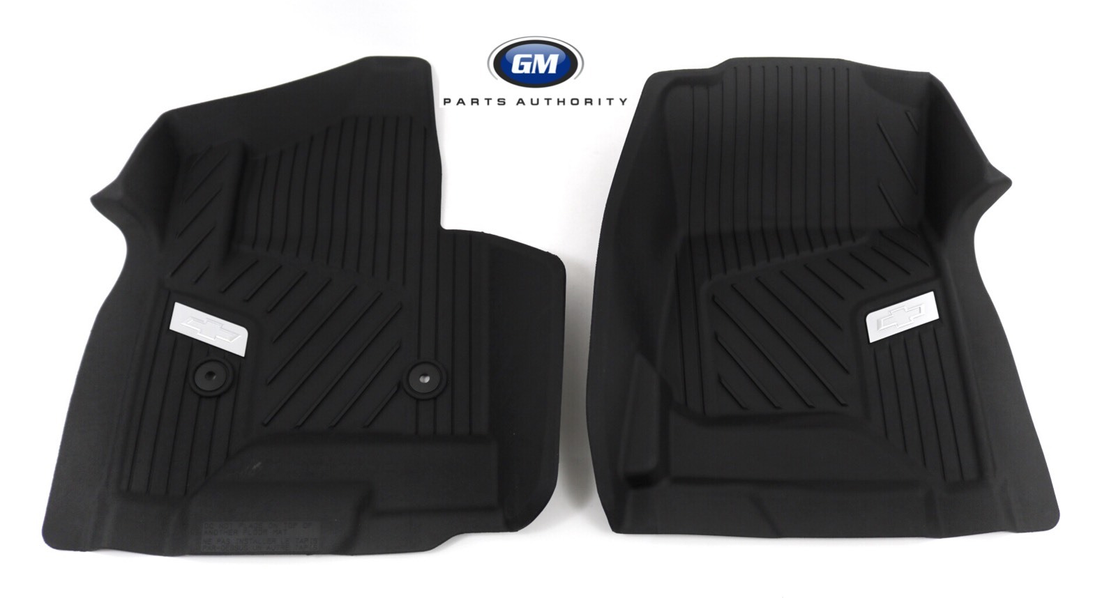 2014-2018 Silverado Floor Liners 84185456 Black w/ Satin Chrome Bowtie Logo OEM