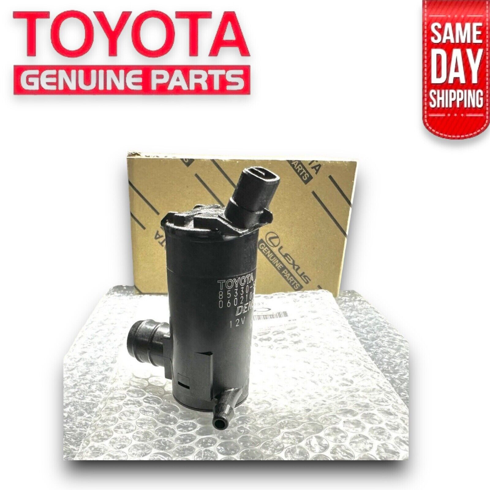 89 - 95 TOYOTA PICKUP FRONT WINDSHIELD WASHER FLUID MOTOR PUMP OEM NEW 89 - 95 TOYOTA PICKUP FRONT WINDSHIELD WASHER FLUID MOTOR PUMP OEM NEW