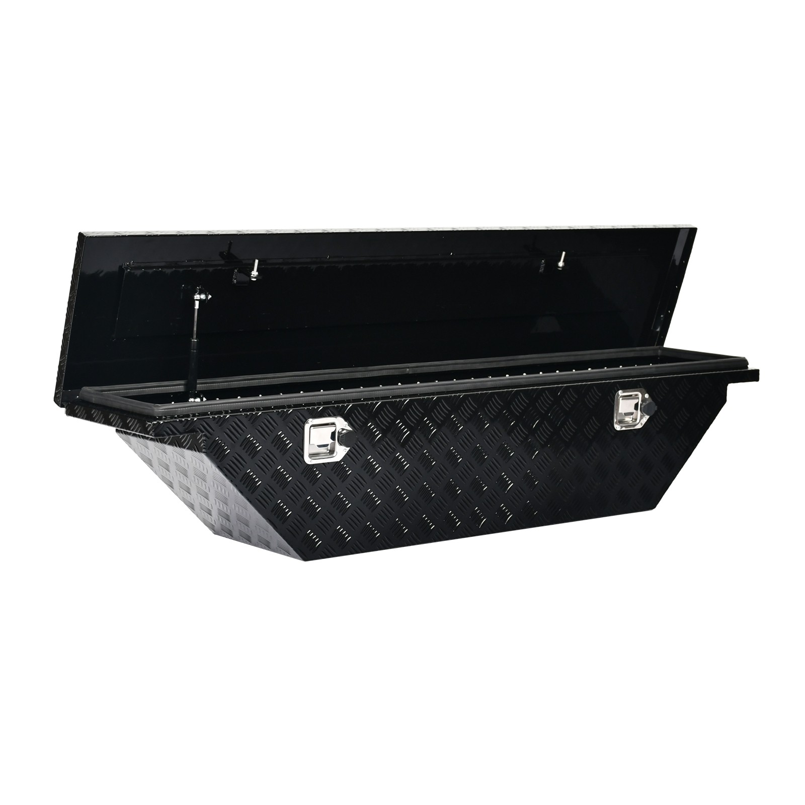 61.5-Inch Black Aluminum Angled Truck Bed Toolbox Low Profile Wedge Tool Box
