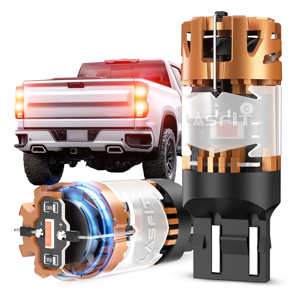 2x LASFIT 7443 7444 LED Brake Tail Rear Turn Signal Light Bulbs Anti Hyper Flash