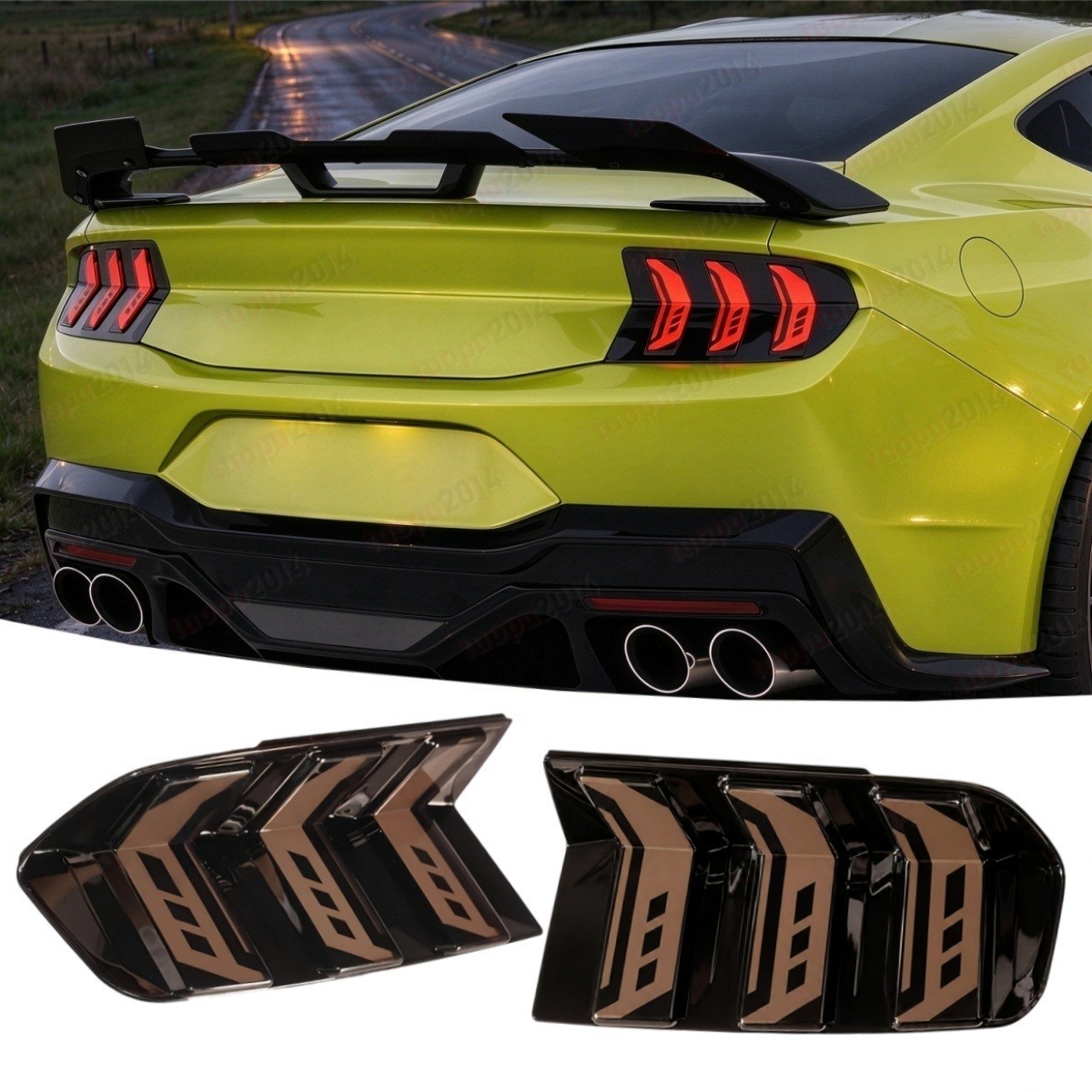 Fit For Ford Mustang S650 Tail Light Guard Decor Cover Tiger Stripe Smoke 24-26