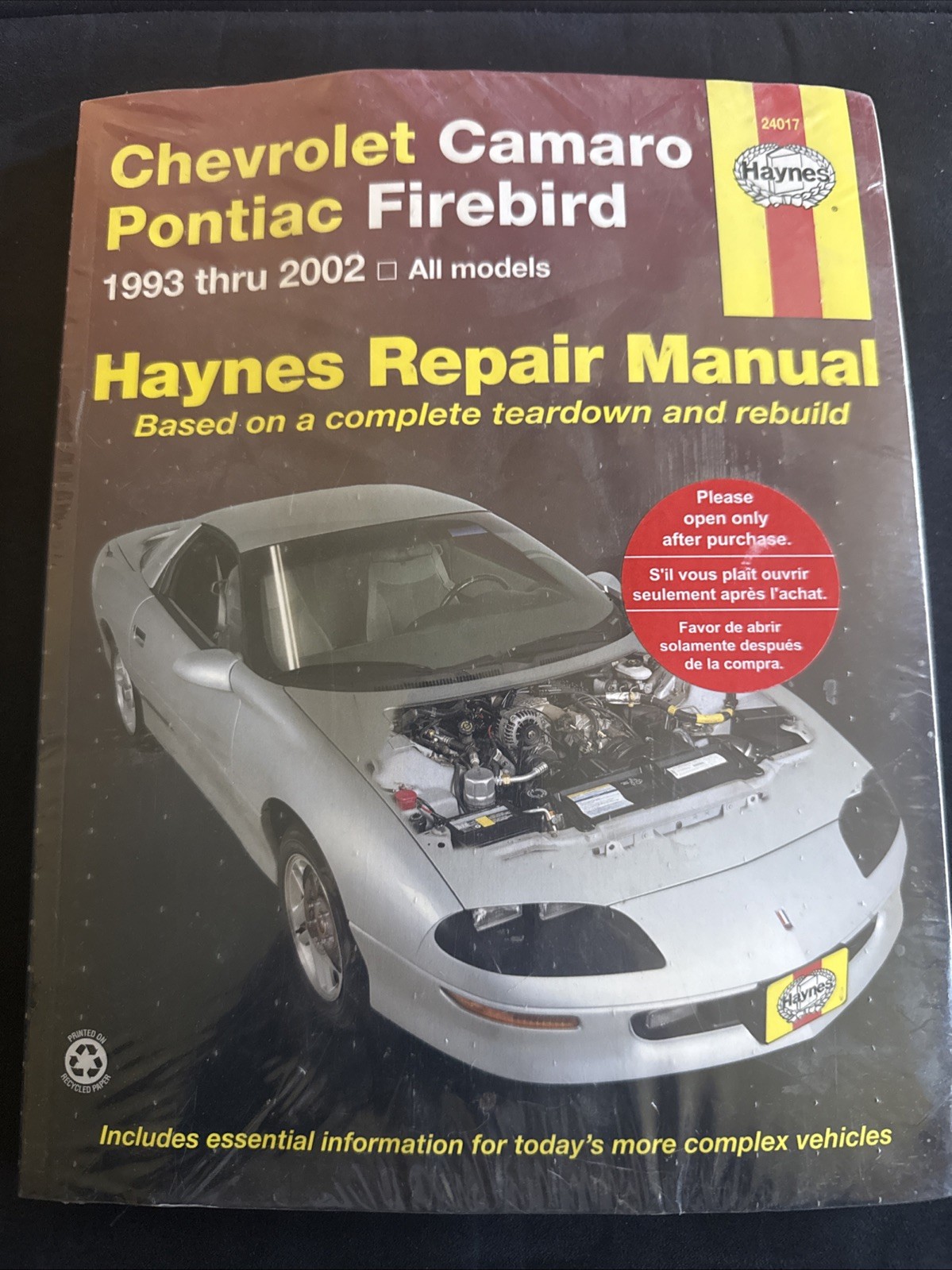 Repair Manual Haynes 24017 covers Chevrolet Camaro and Pontiac Firebird models Repair Manual Haynes 24017 covers Chevrolet Camaro and Pontiac Firebird models