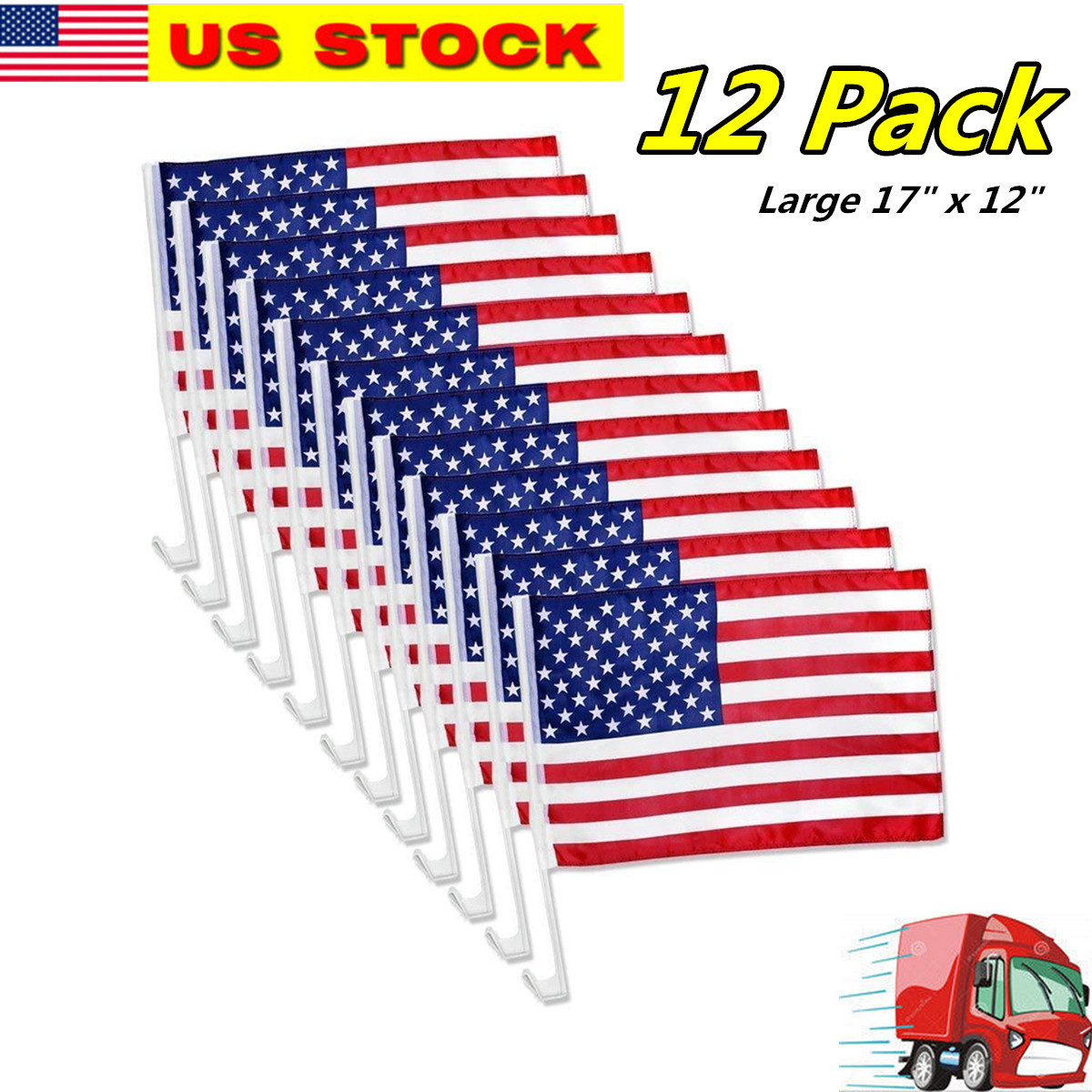 12x US American Patriotic Car Window Clip USA Flag 17