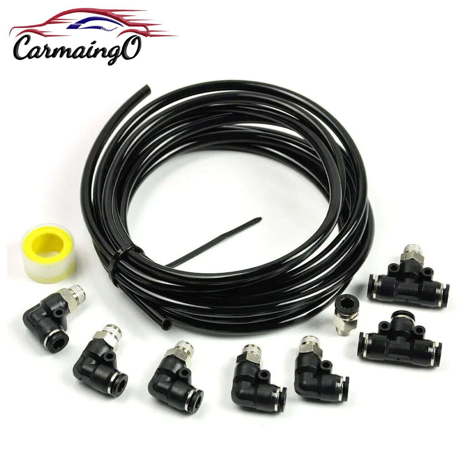 Black PUSH LOCK Vacuum Fitting Kit Turbo Wastegate & Solenoid for Turbo Vehicle