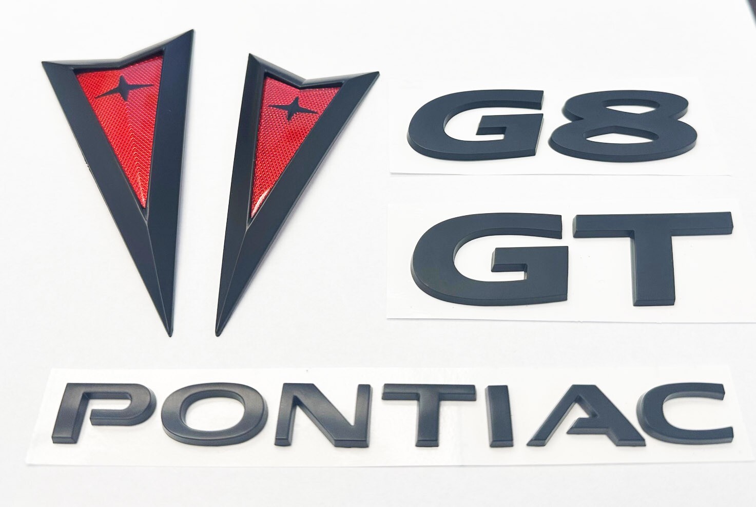 2008 2009 Pontiac G8 GT Front Rear Arrow Emblems Trunk Badges Kit BLACK 08-09
