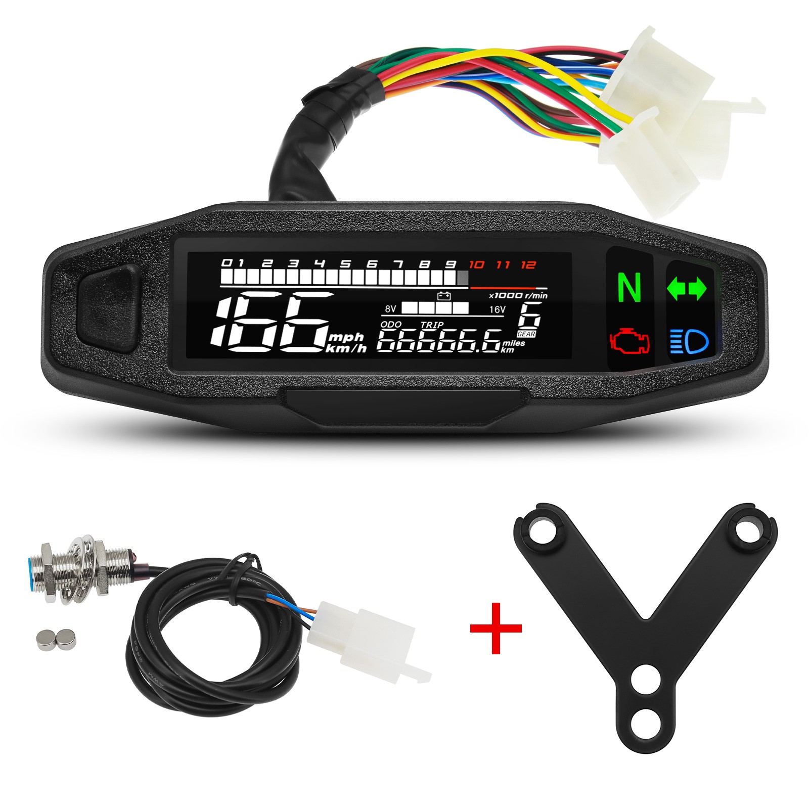LCD Digital Gauge ATV Motorcycle Bar Odometer Speedometer Tachometer W/Bracket LCD Digital Gauge ATV Motorcycle Bar Odometer Speedometer Tachometer W/Bracket