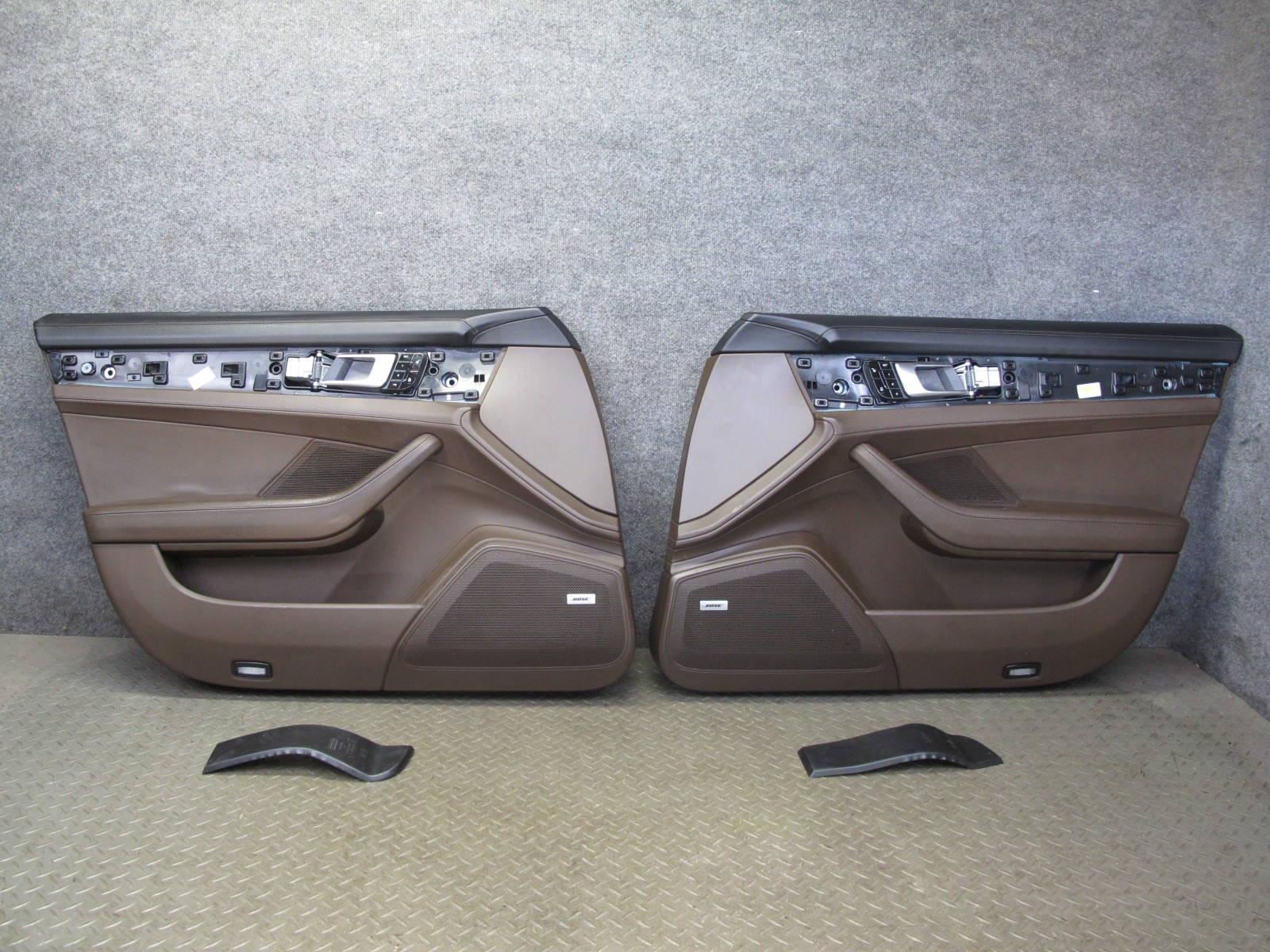 17-23 PORSCHE PANAMERA 971 FRONT DOOR INTERIOR TRIM COVER PANEL SET SADDLE BROWN