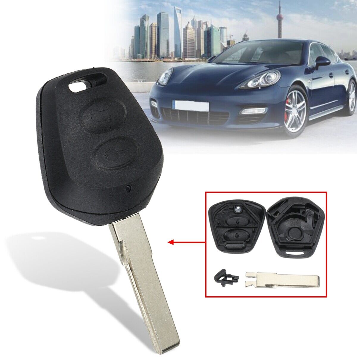 2 Button Remote Key Fob Case Shell Replacement For Porsche Boxster S 911 986 996