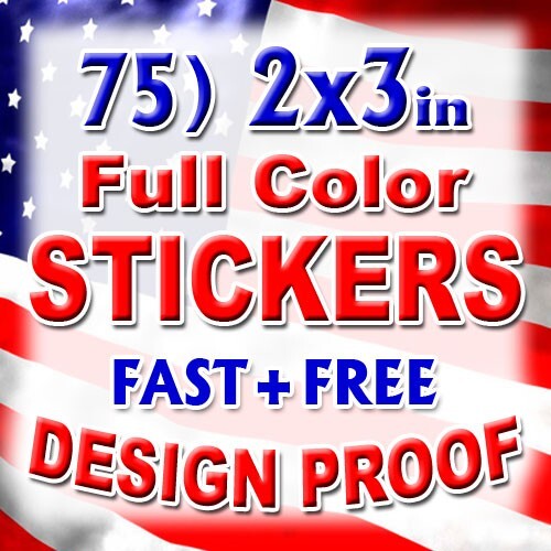 75 2x3 Custom Printed Full Color Outdoor Vinyl Business Logo Sticker Decal Label