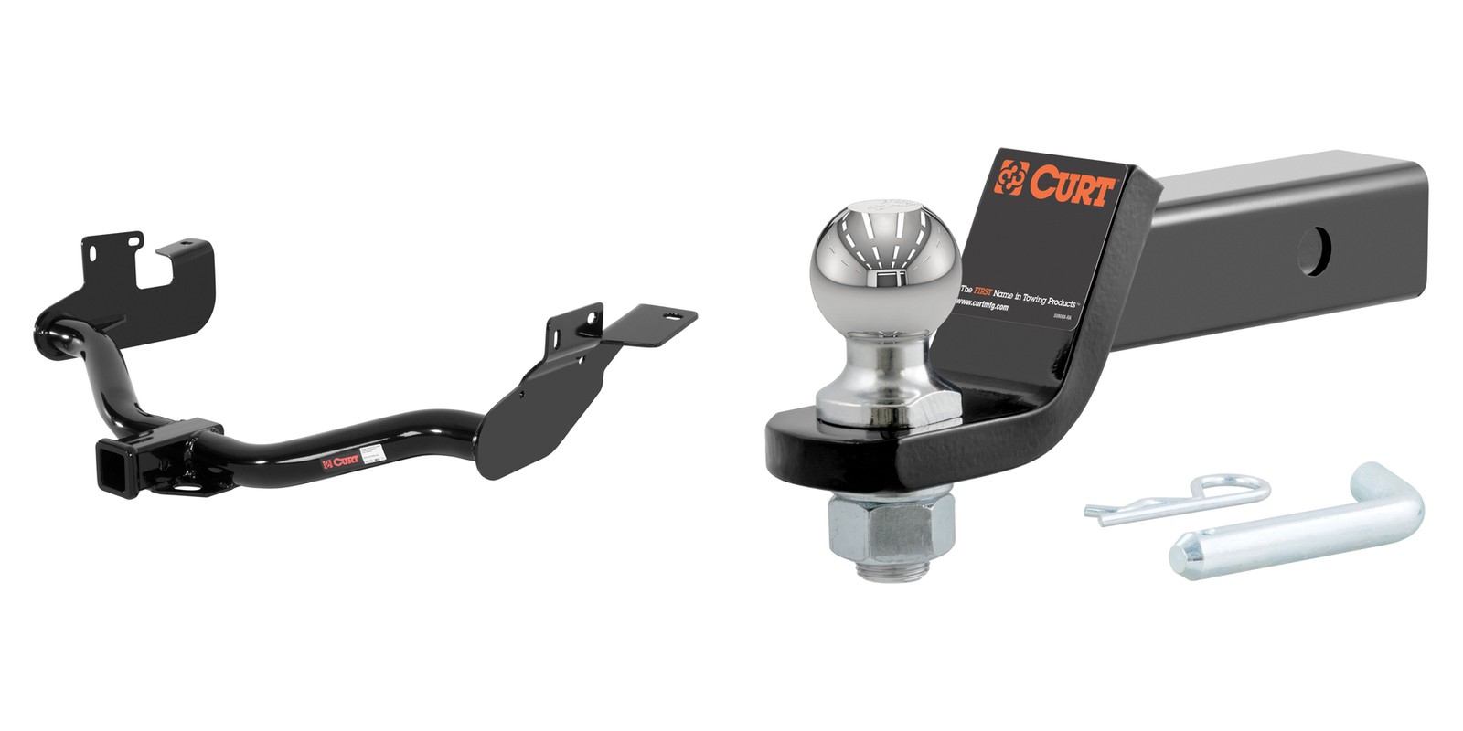 CURT Trailer Hitch Tow Kit 2in Receiver, 2in Ball Mount, Pin & Clip - 13650