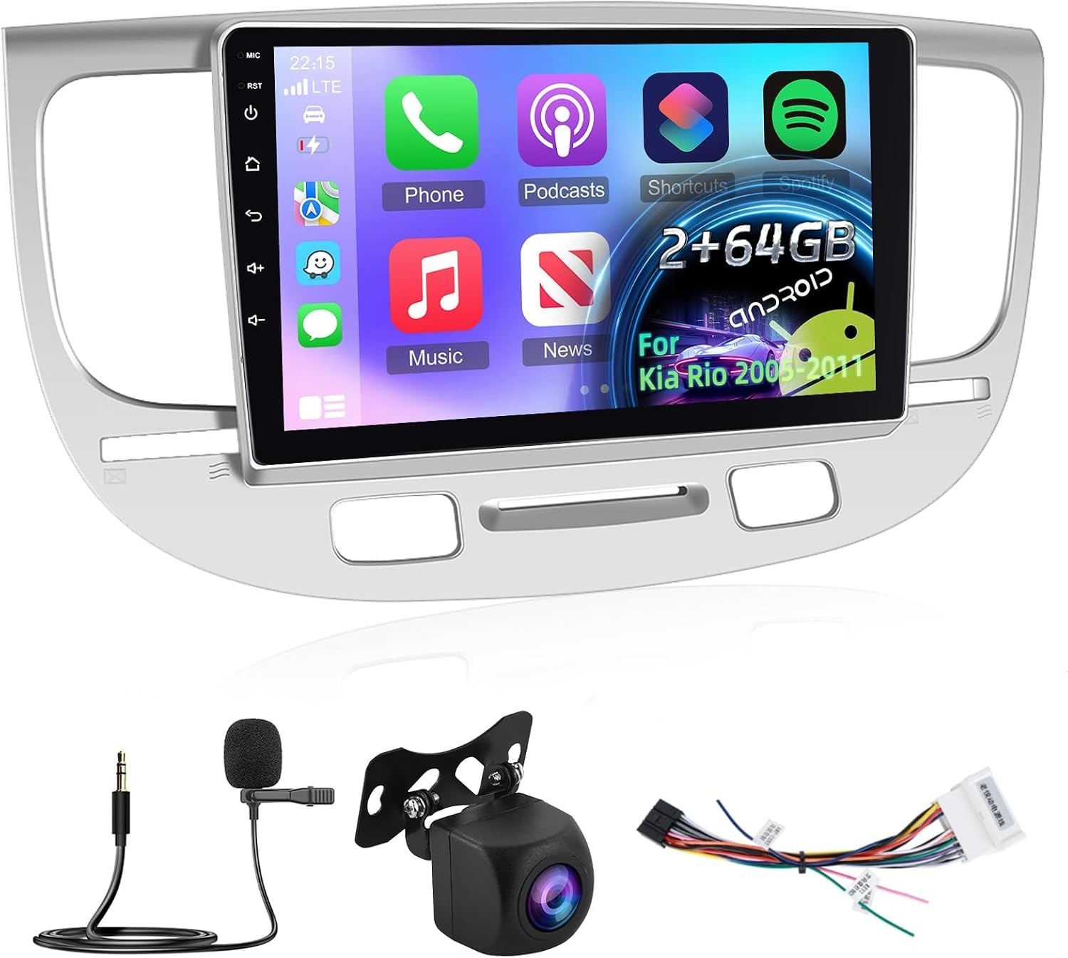 2+64GB FOR KIA RIO 2005 06-2011 CARPLAY CAR RADIO STEREO ANDROID GPS NAVI WIFI