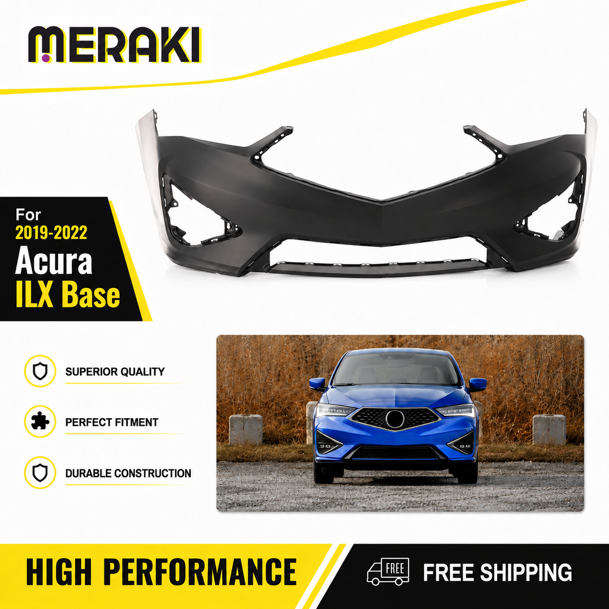 New Front Bumper Cover Primed For 2019-2022 Acura ILX 04711T3RA90ZZ AC1000206