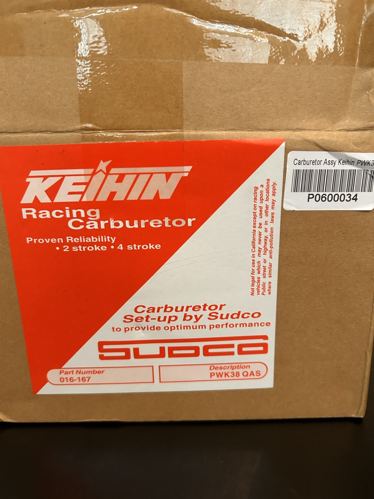 Keihin PWK38QAS 38mm Racing Carburetor Sudco 016-167 – New