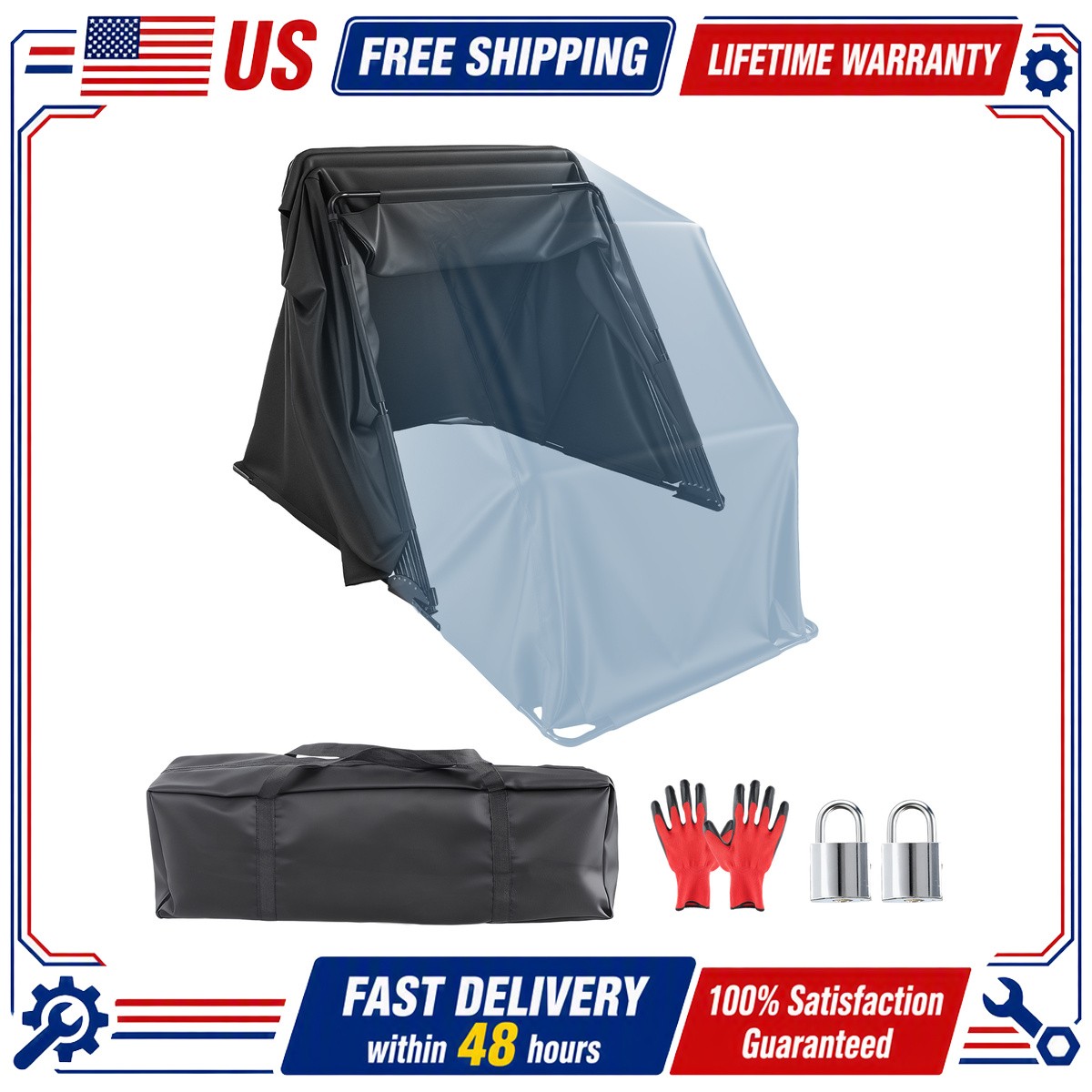 Bike Storage Tent Portable Motorcycle Shed Anti-Dust Bike Protection Canopy