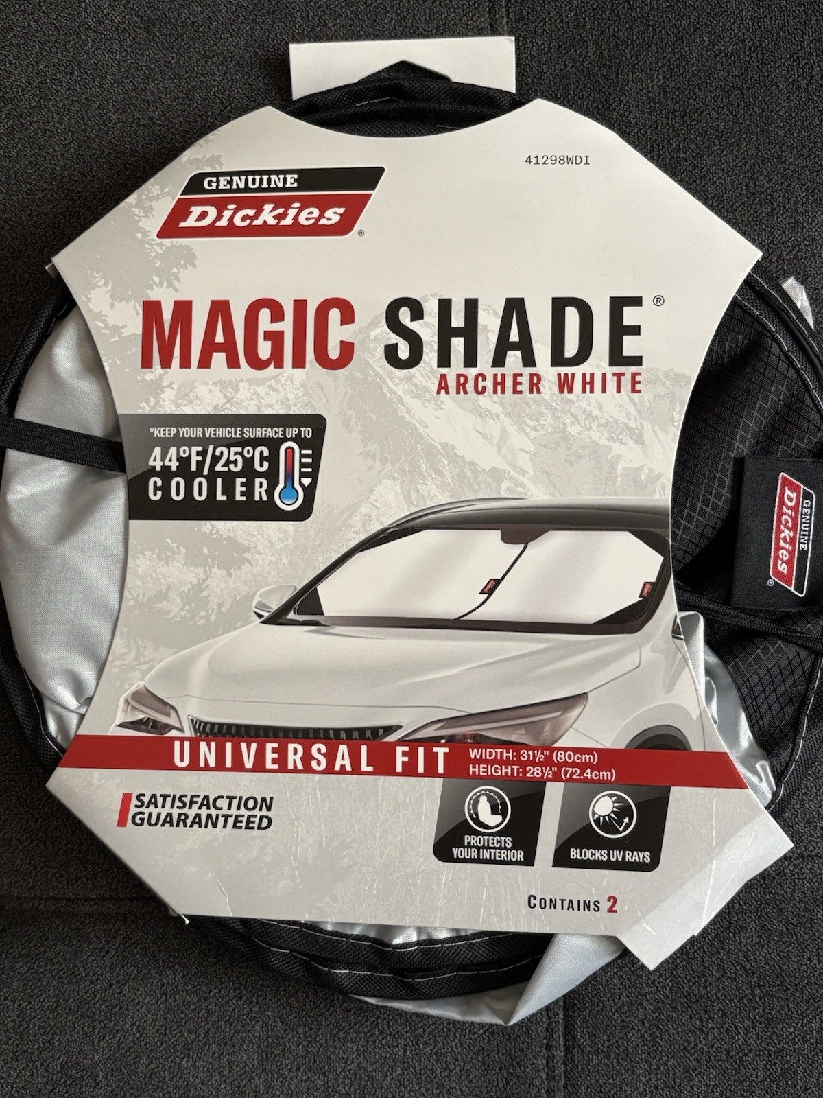 Genuine Dickies 2-Pc Magic Windshield Shade Archer White Foldable