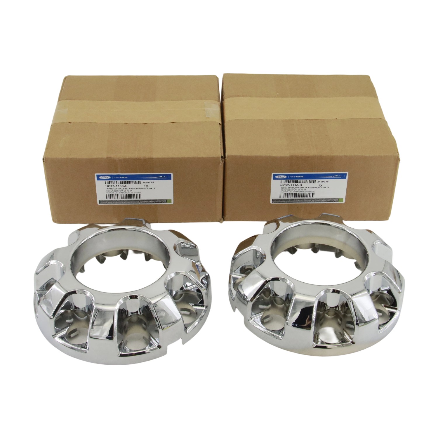 OEM NEW 17-24 Ford Super Duty FRONT Wheel Cover Hub Center Cap Chrome/Pair 