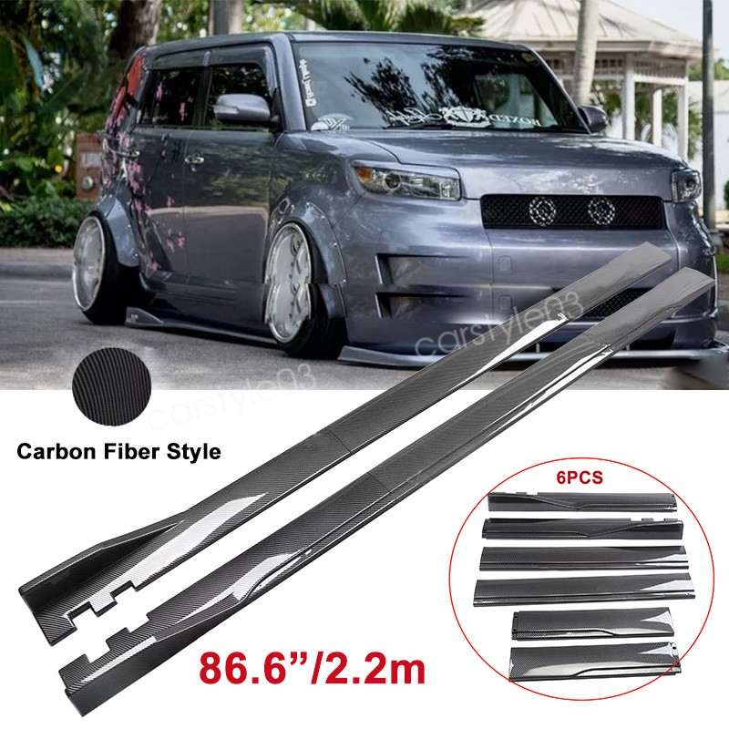 86.6'' Carbon Style Side Skirt Extension Rocker Panel Lip For Scion xB 2004-2015