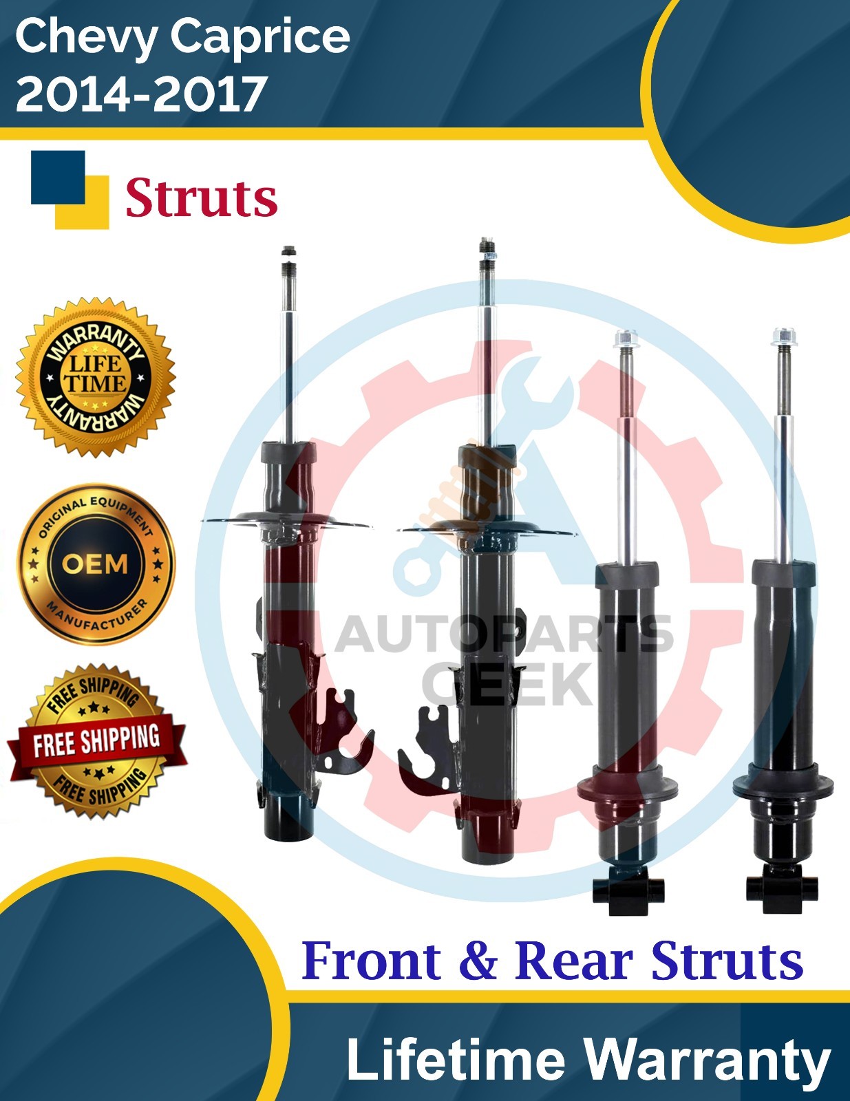 Premium OE Front  & Rear Struts For 2014-2017 Chevy Caprice Lifetime Warranty