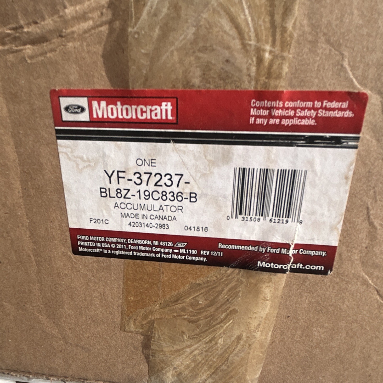 Ford Motorcraft Accumulator YF-37237  Ford Motorcraft Accumulator YF-37237 