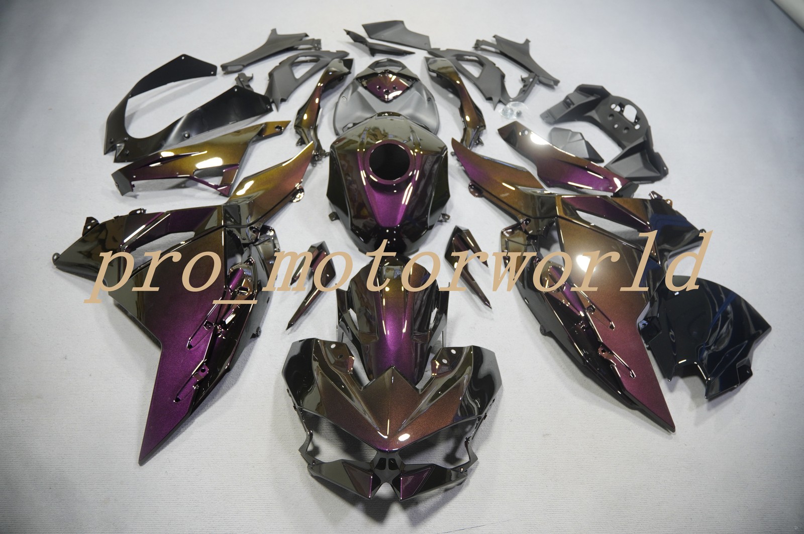 Chameleon Purple Gold Green Fairing Kit For Kawasaki Ninja 500 2024 2026 w/Tank