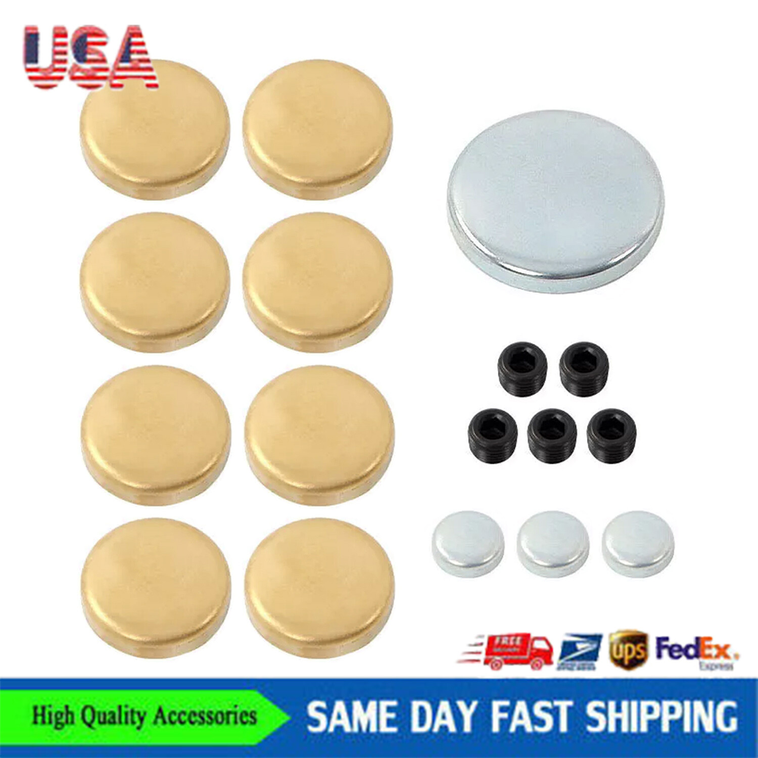 New Brass Freeze Frost Expansion Plug Kit MPE-100-BR For SBC Chevy 283 327 1 Pcs
