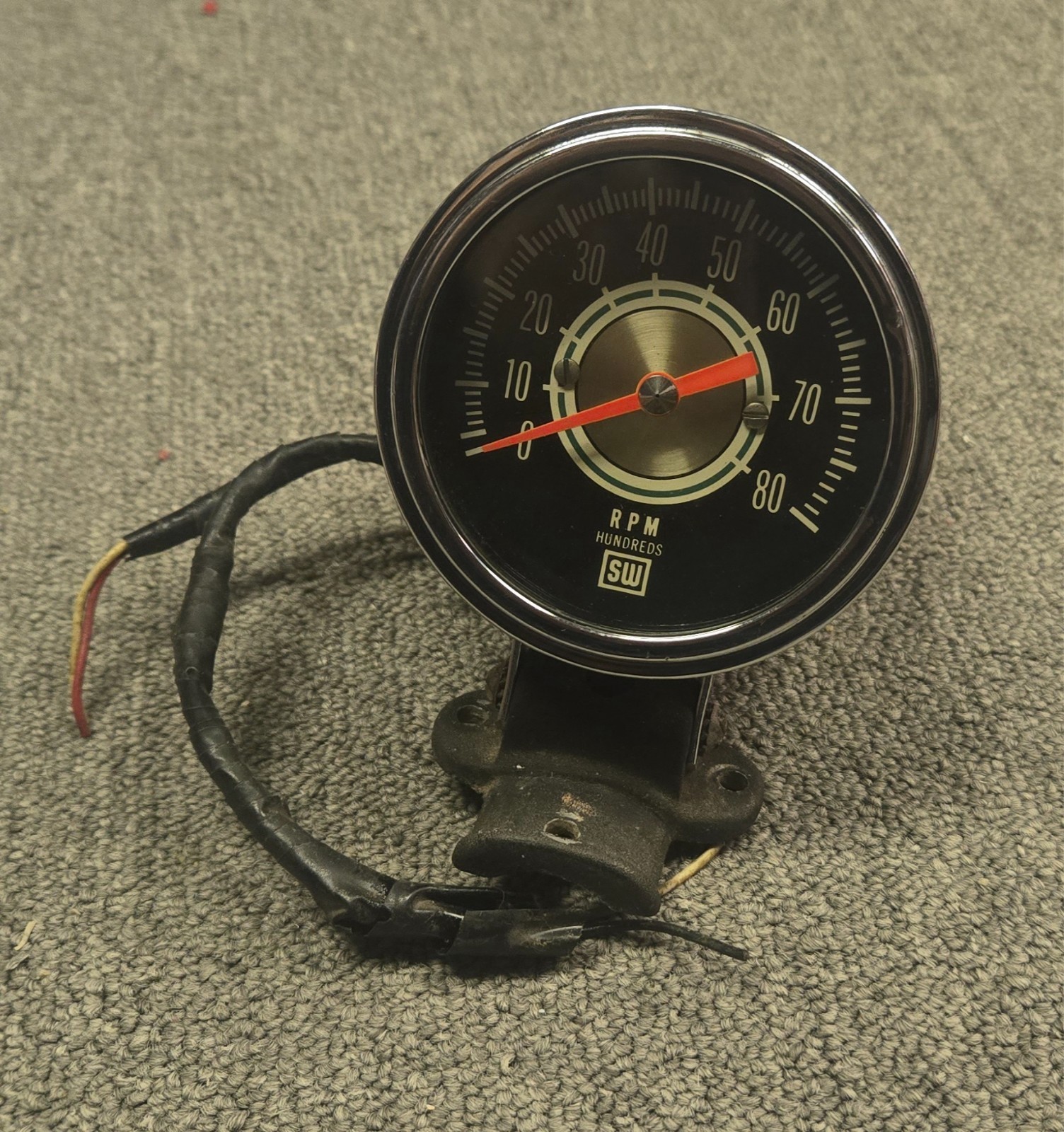 Original Stewart Warner 8000 8K RPM Green Line Tachometer Yenko Tach VTG CHROME
