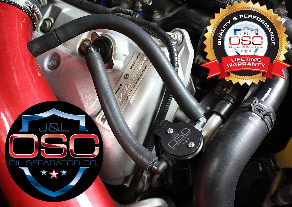 J&L OSC Oil Separator Fits '99-'04 Ford Mustang Cobra; 03-04 Ford Mustang Mach 1
